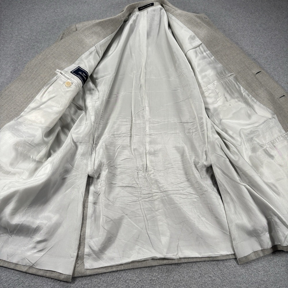 Salvatore Ferragamo 100% Silk Herringbone Blazer Sport Coat Size 54 IT 44R US - Picture 9 of 16
